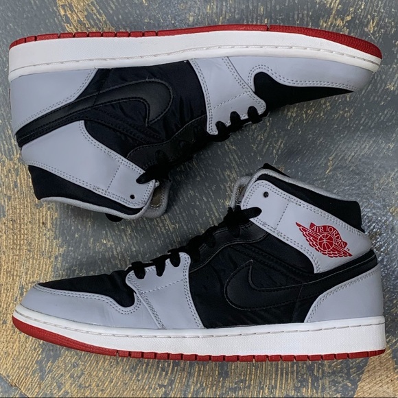 Nike Other - Nike Air Jordan 1 Mid Red Grey 554724-012 Wolf 10